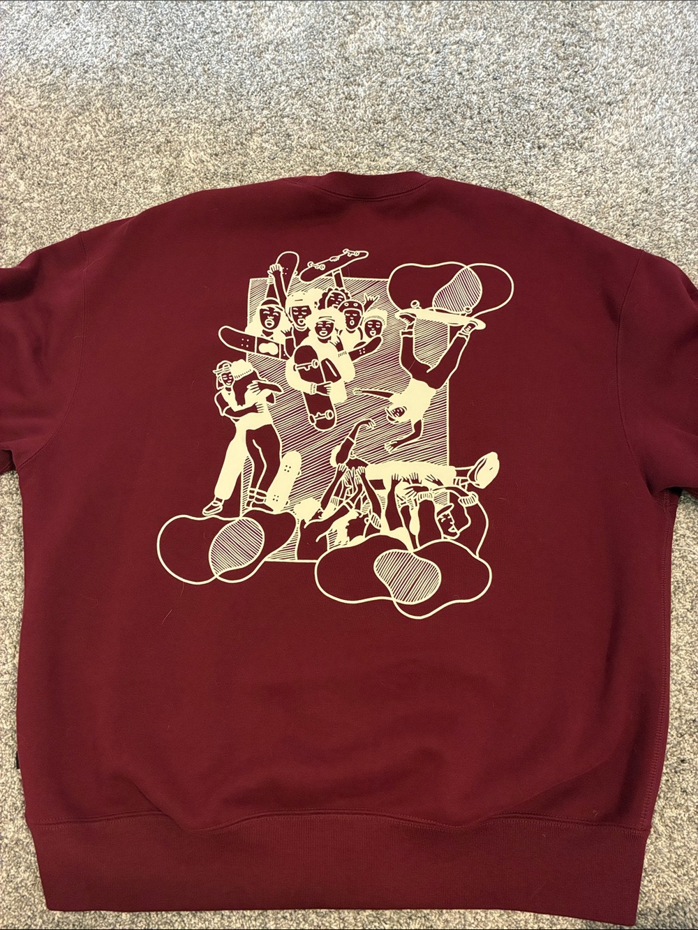 Nike Maroon Crewneck Sweatshirt with Small 'Skate Like A Girl' Logo